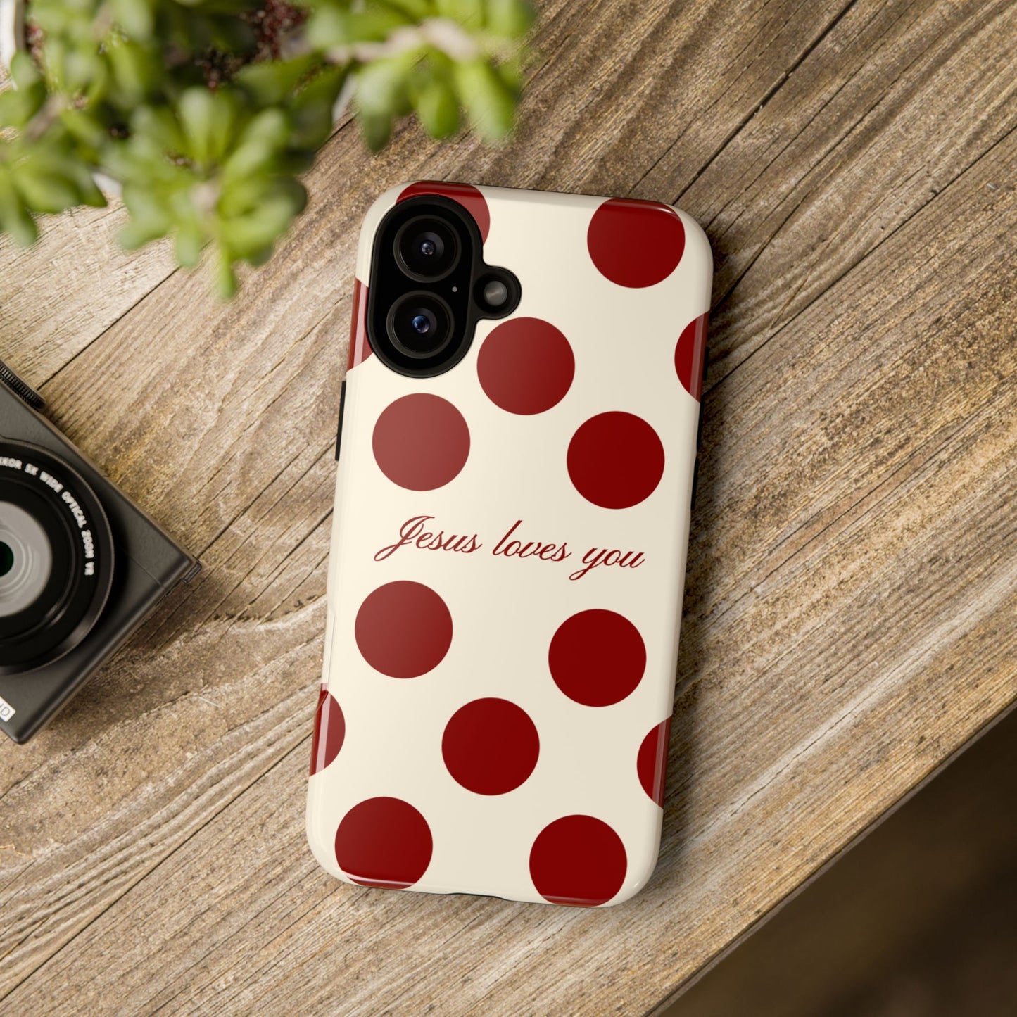 Jesus loves you Red and Créame Phone Case