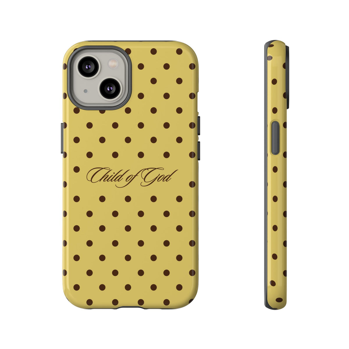 Child of God Brown & Yellow Polka Dot Phone Case