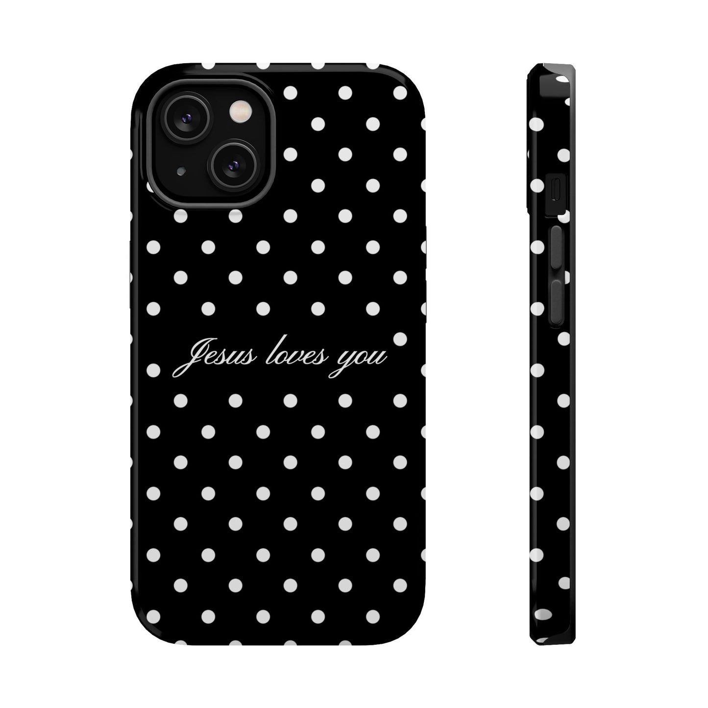 Jesus loves you Black Polka Dot Phone Case MagSafe