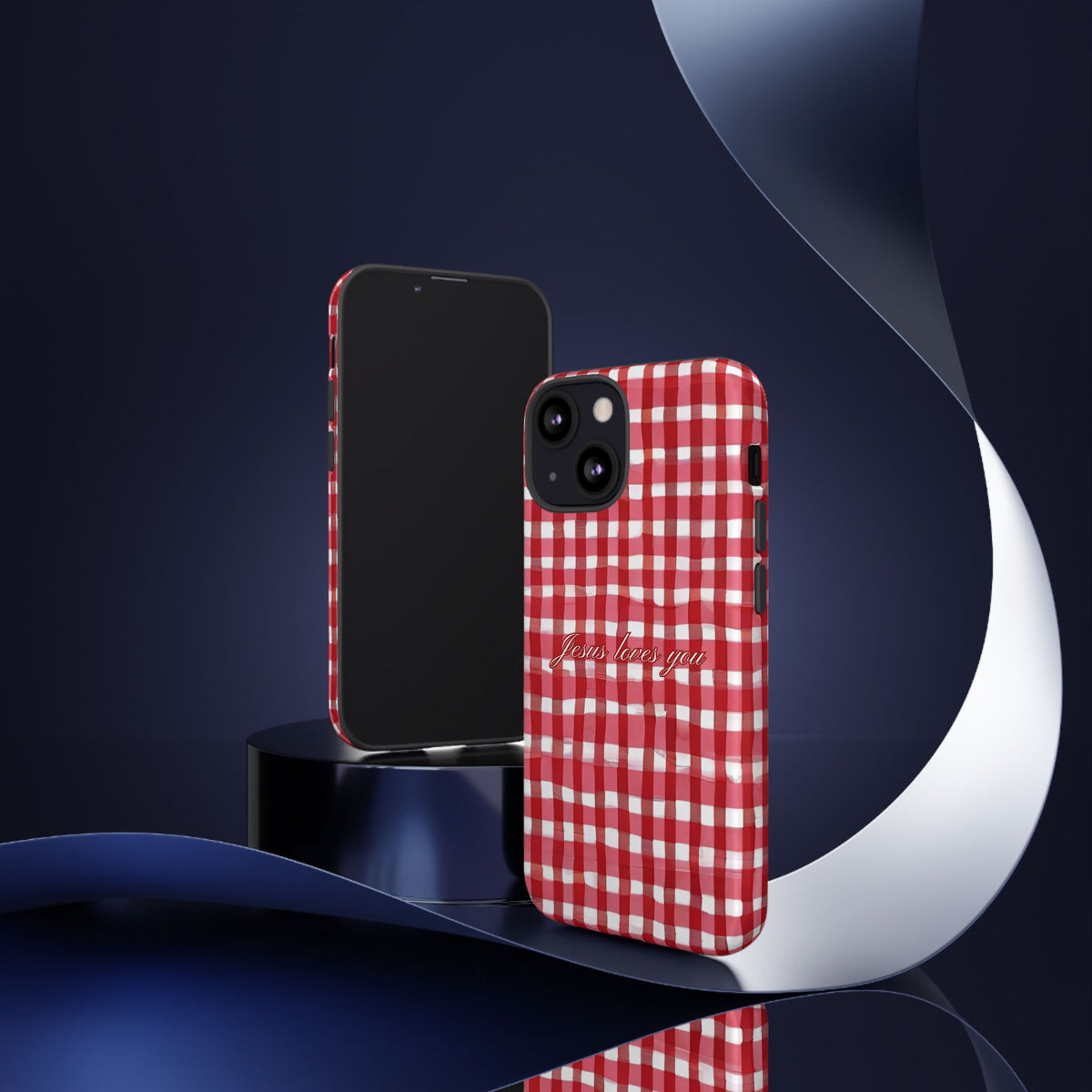 Jesus loves you Gingham phone case