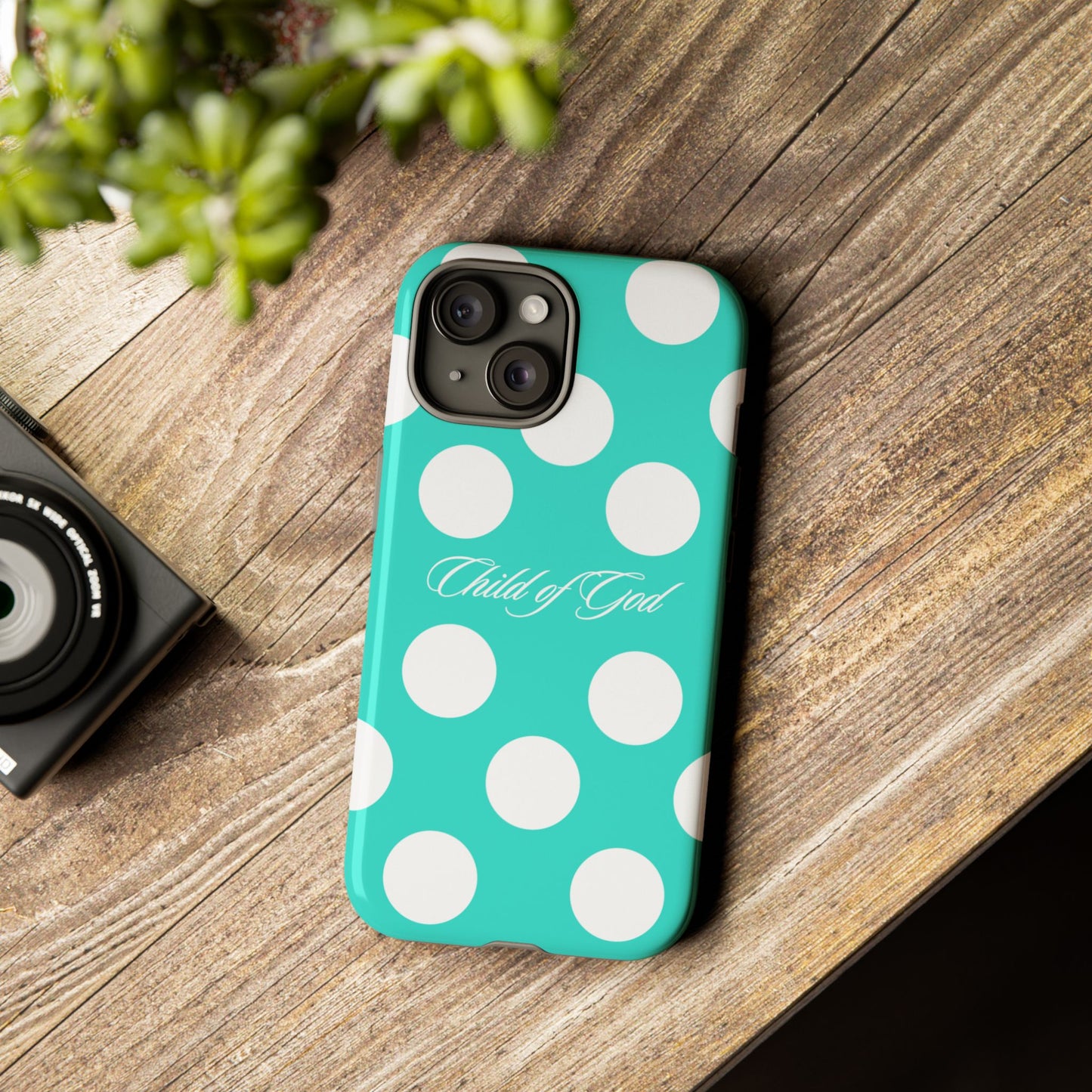Child of God Turquoise Polka Dot Phone Case