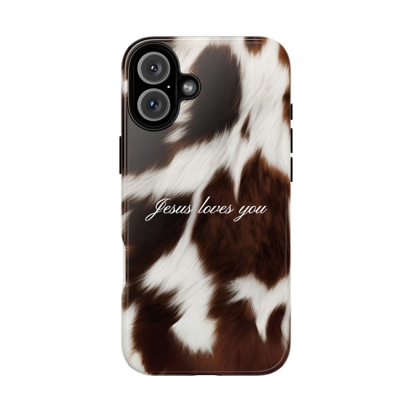 Jesus loves you Cow Print Phone Case