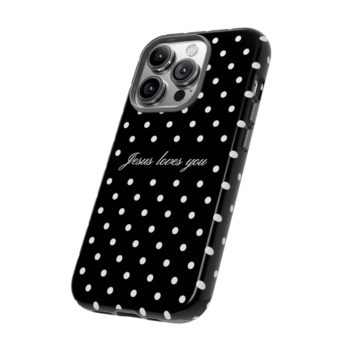 Jesus Loves You Black Polka Dot Phone Case
