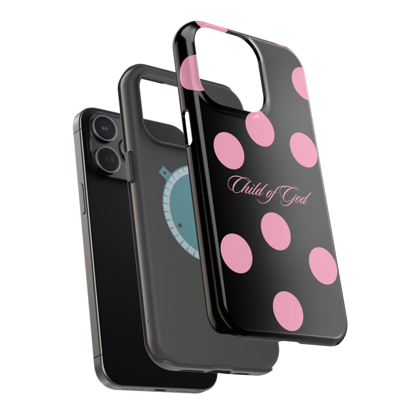 Child of God Pink and Black Polka Dot MagSafe Phone Case