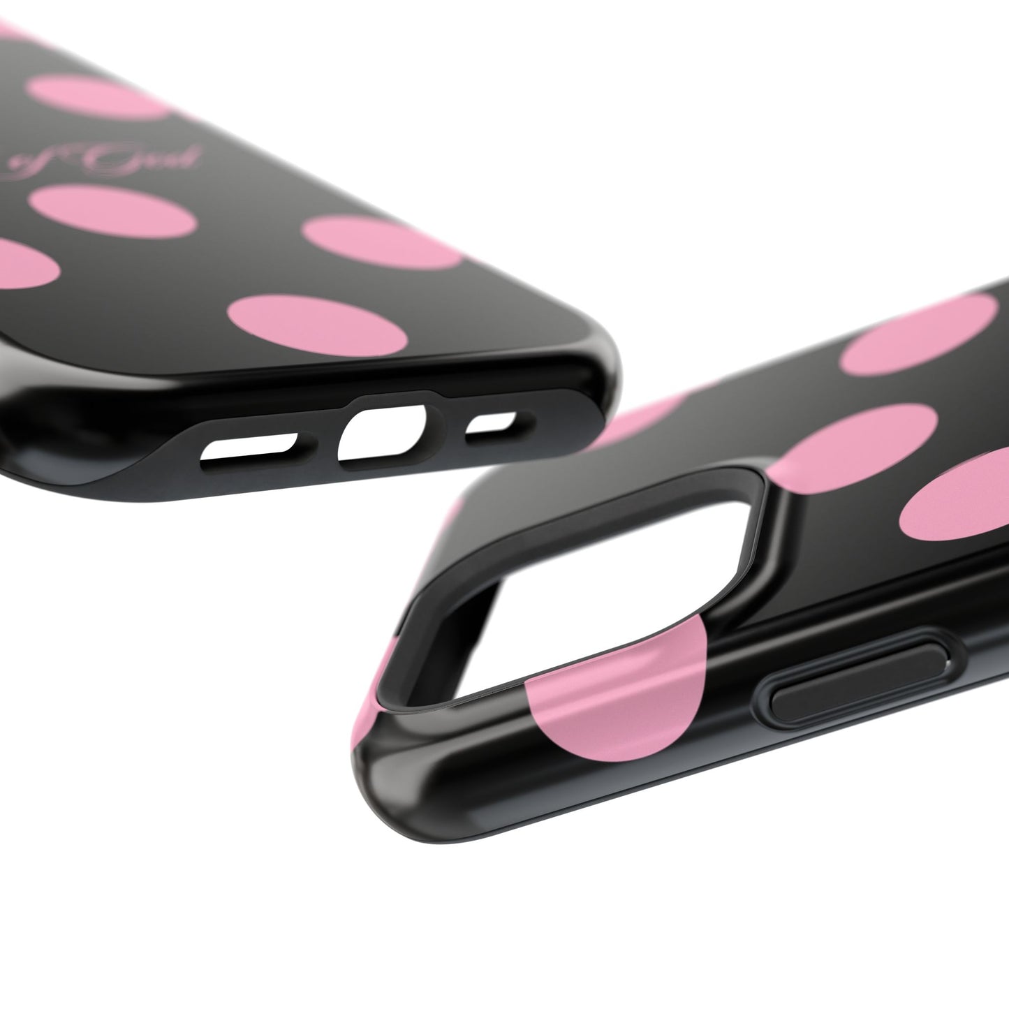 Child of God Pink and Black Polka Dot MagSafe Phone Case