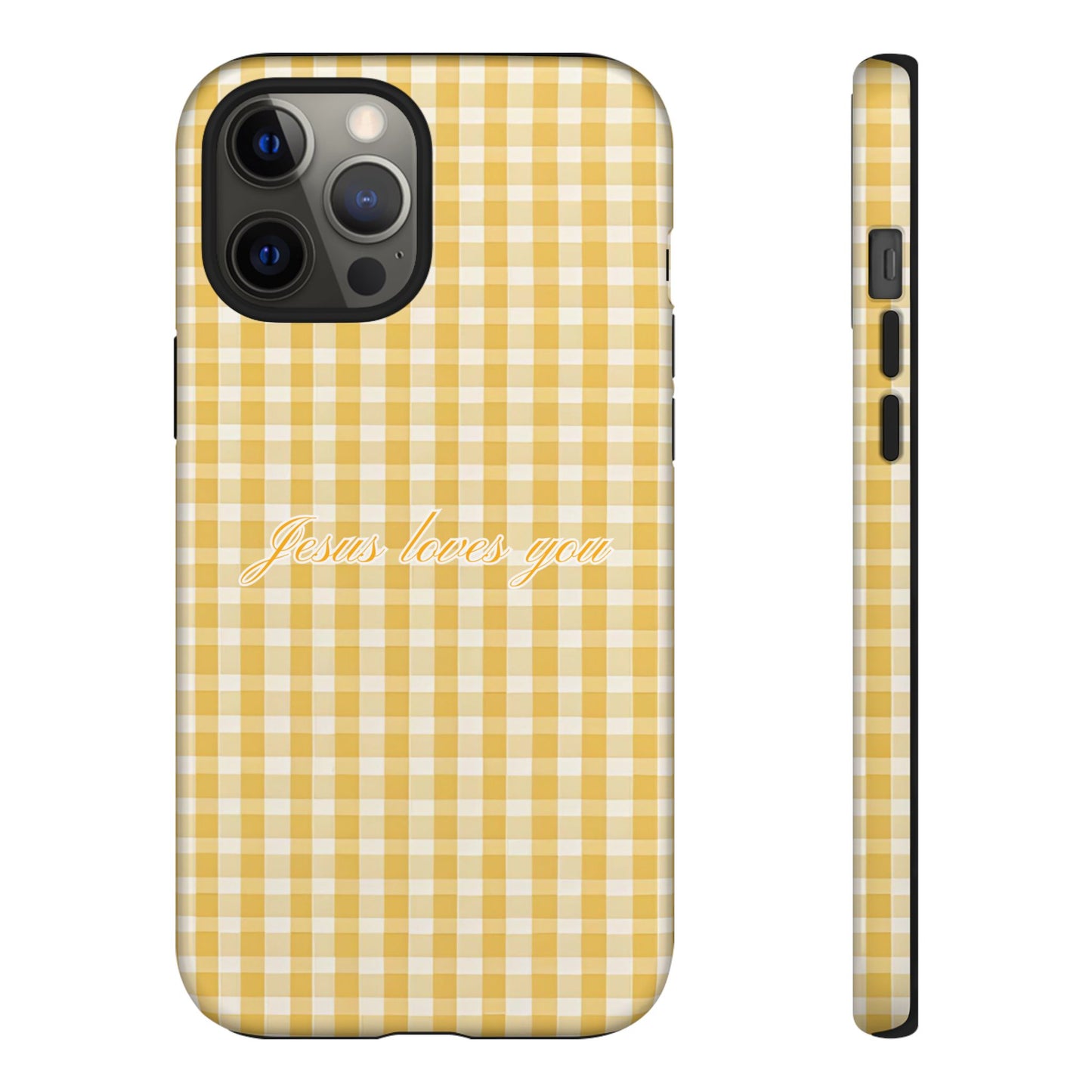 Jesus loves you Yellow Gingham Phone Case
