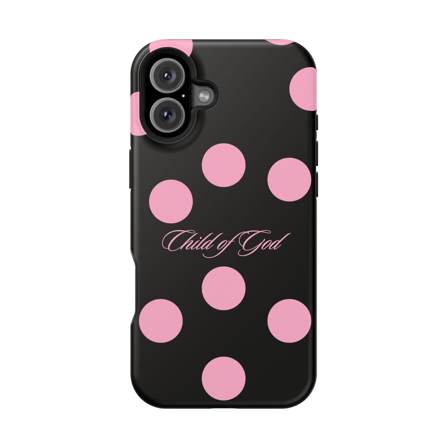 Child of God Pink and Black Polka Dot MagSafe Phone Case