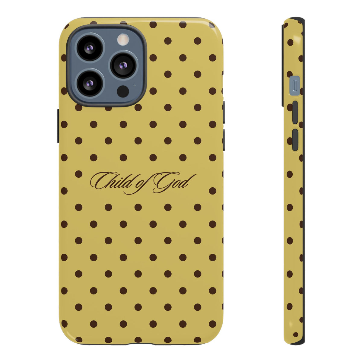 Child of God Brown & Yellow Polka Dot Phone Case