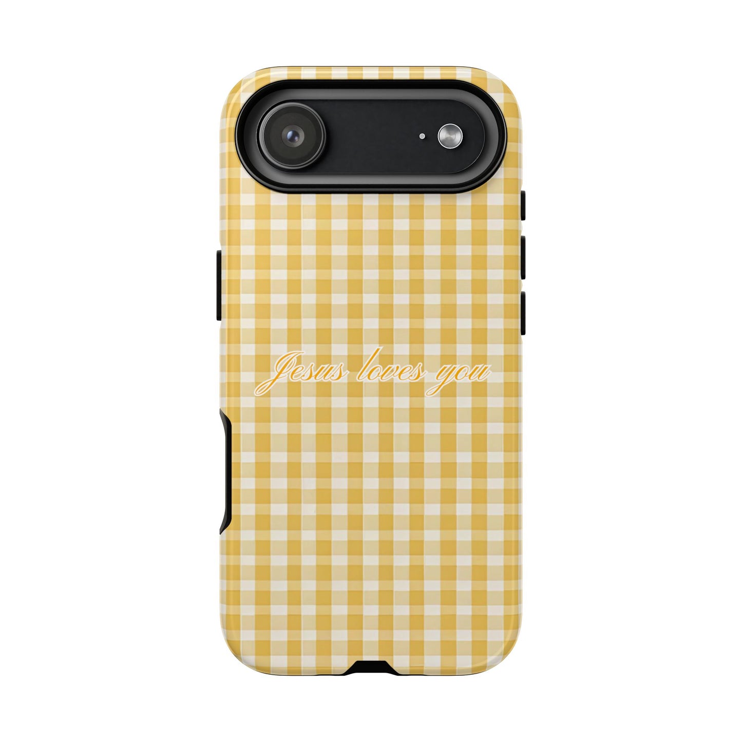 Jesus loves you Yellow Gingham Phone Case