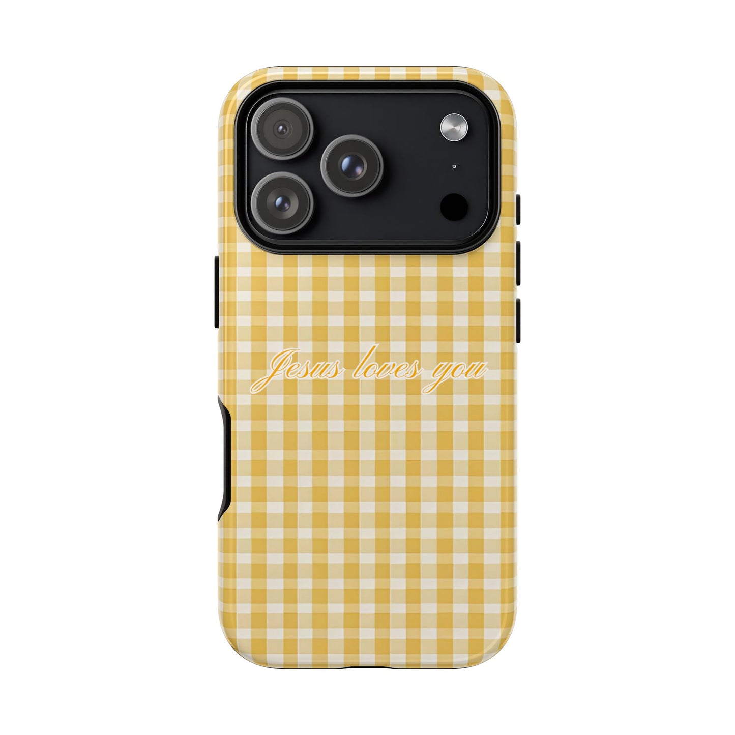 Jesus loves you Yellow Gingham Phone Case
