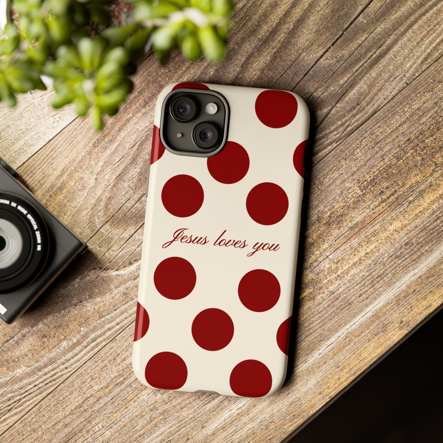 Jesus loves you Red and Créame Phone Case