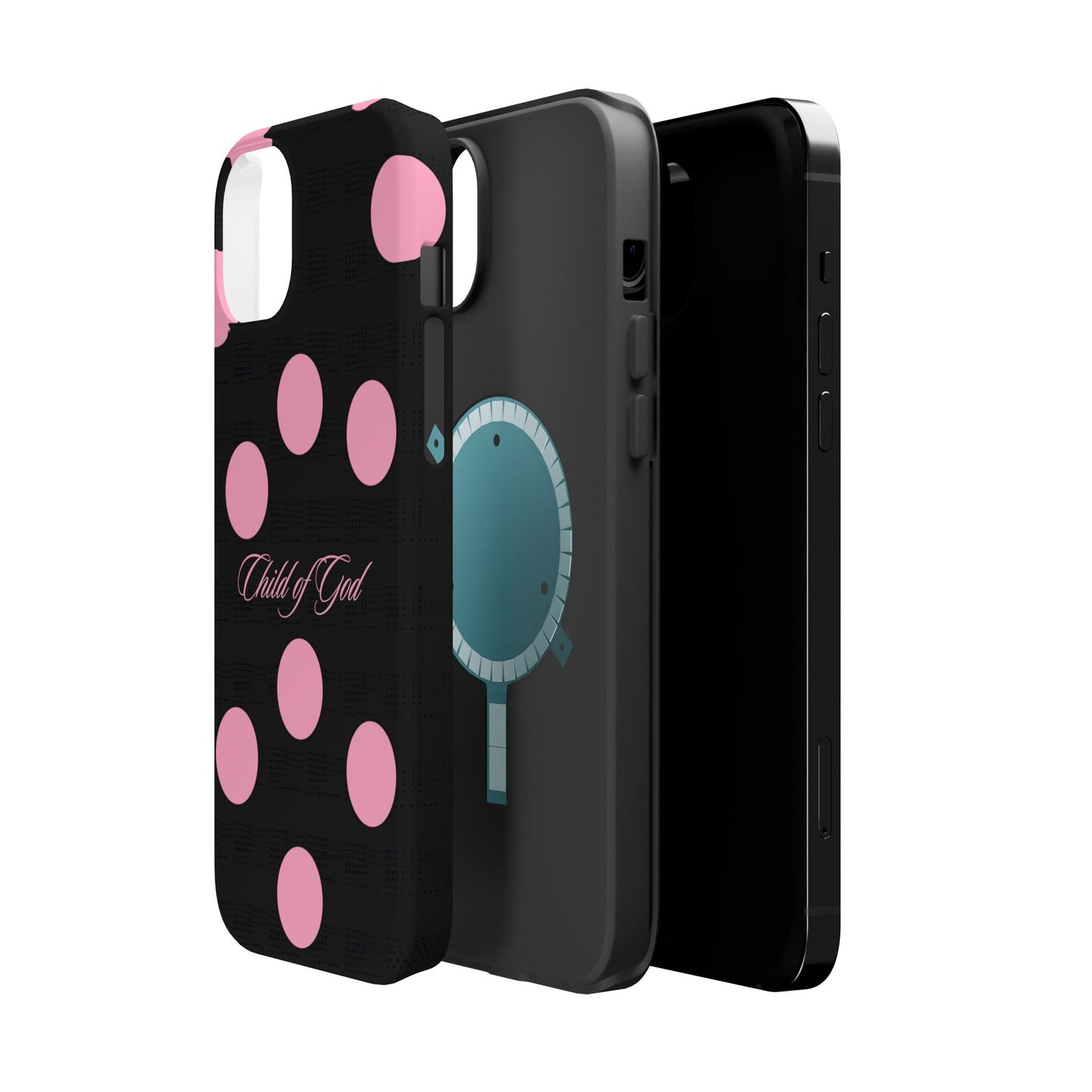 Child of God Pink and Black Polka Dot MagSafe Phone Case