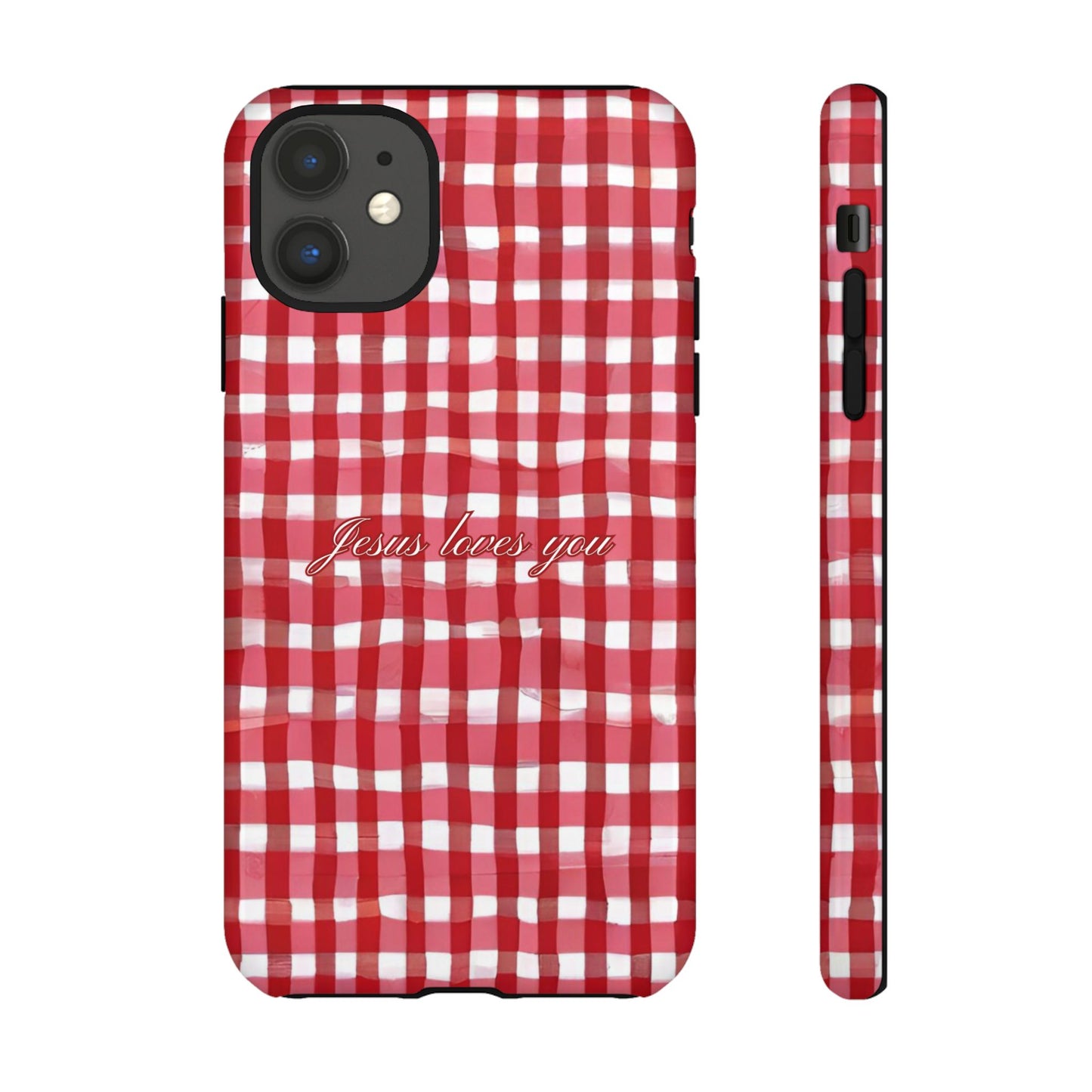Jesus loves you Gingham phone case
