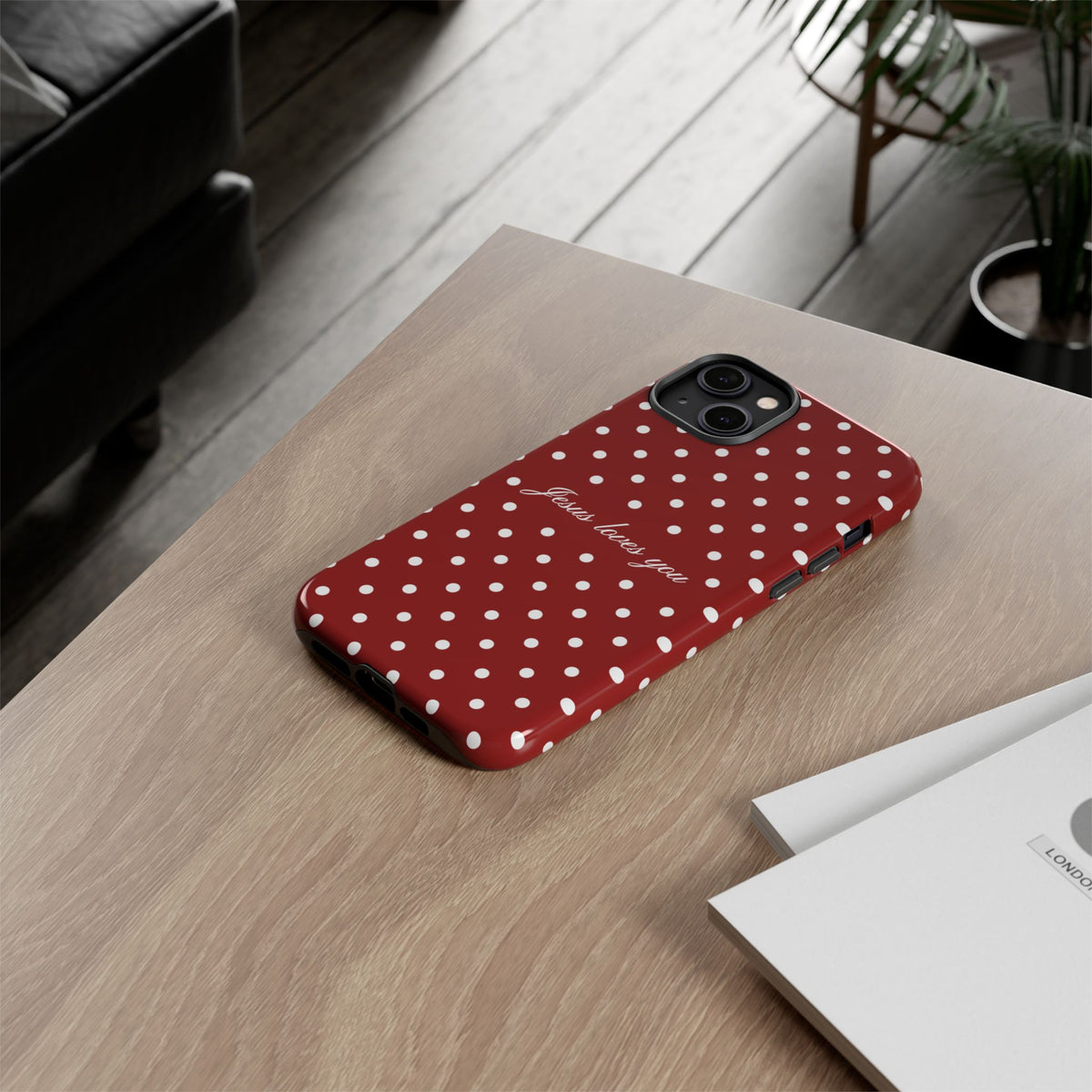 Jesus loves you Red Polka Dot Phone Case