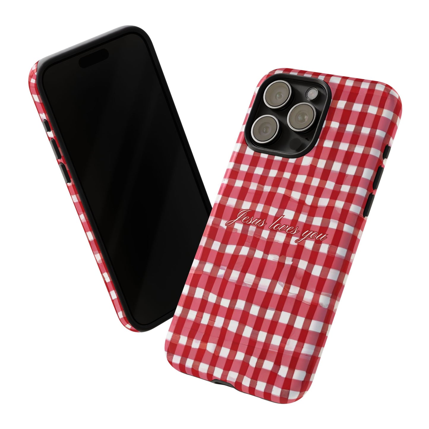 Jesus loves you Gingham phone case
