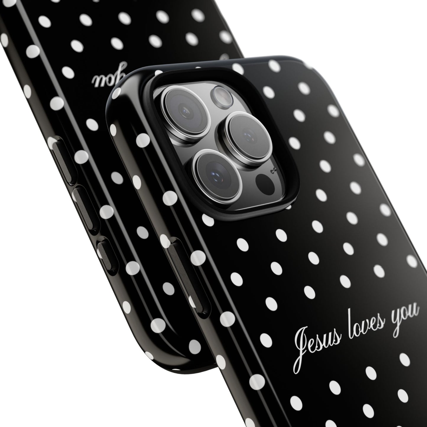 Jesus Loves You Black Polka Dot Phone Case