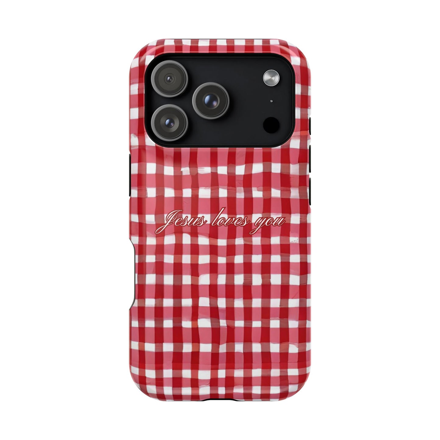 Jesus loves you Gingham MagSafe Phone Case