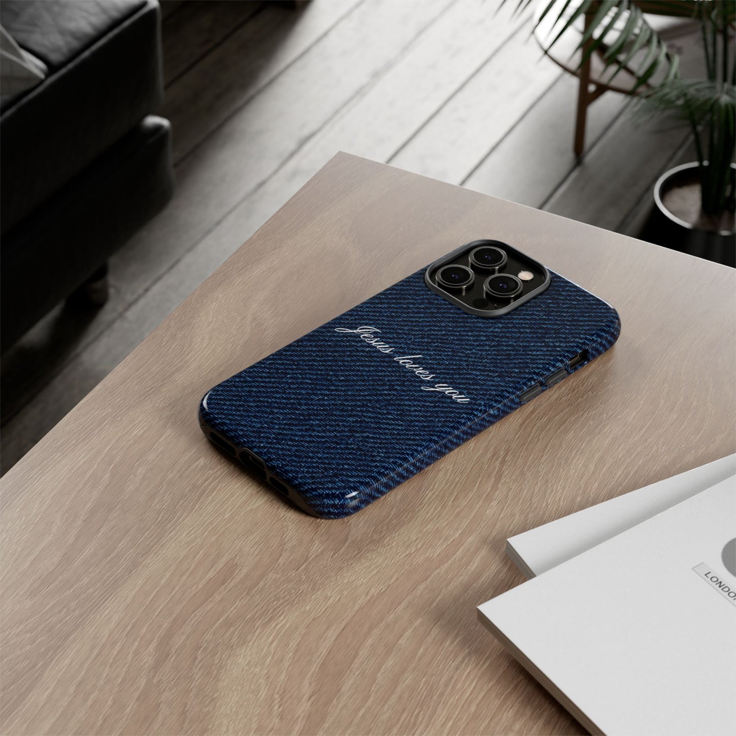 Jesus loves you Dark Denim Phone Case