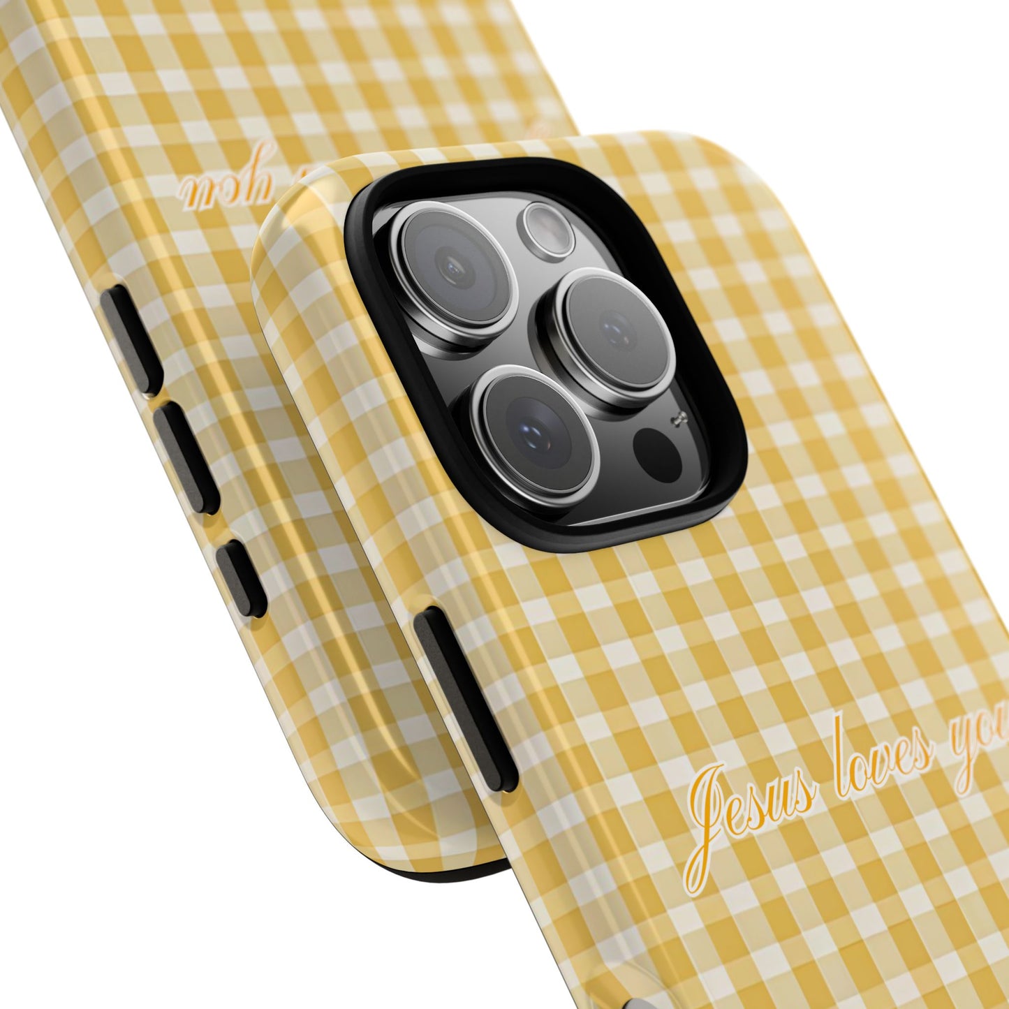 Jesus loves you Yellow Gingham Phone Case