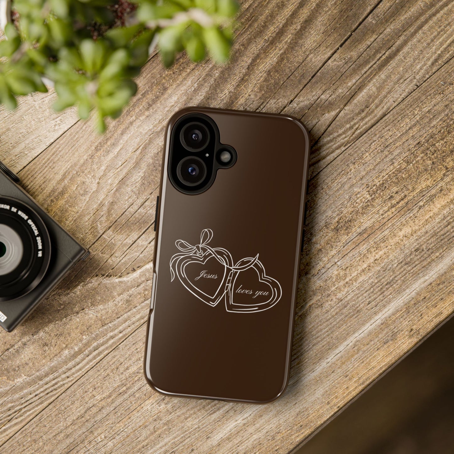 Jesus loves you Locket Espresso Phone Case