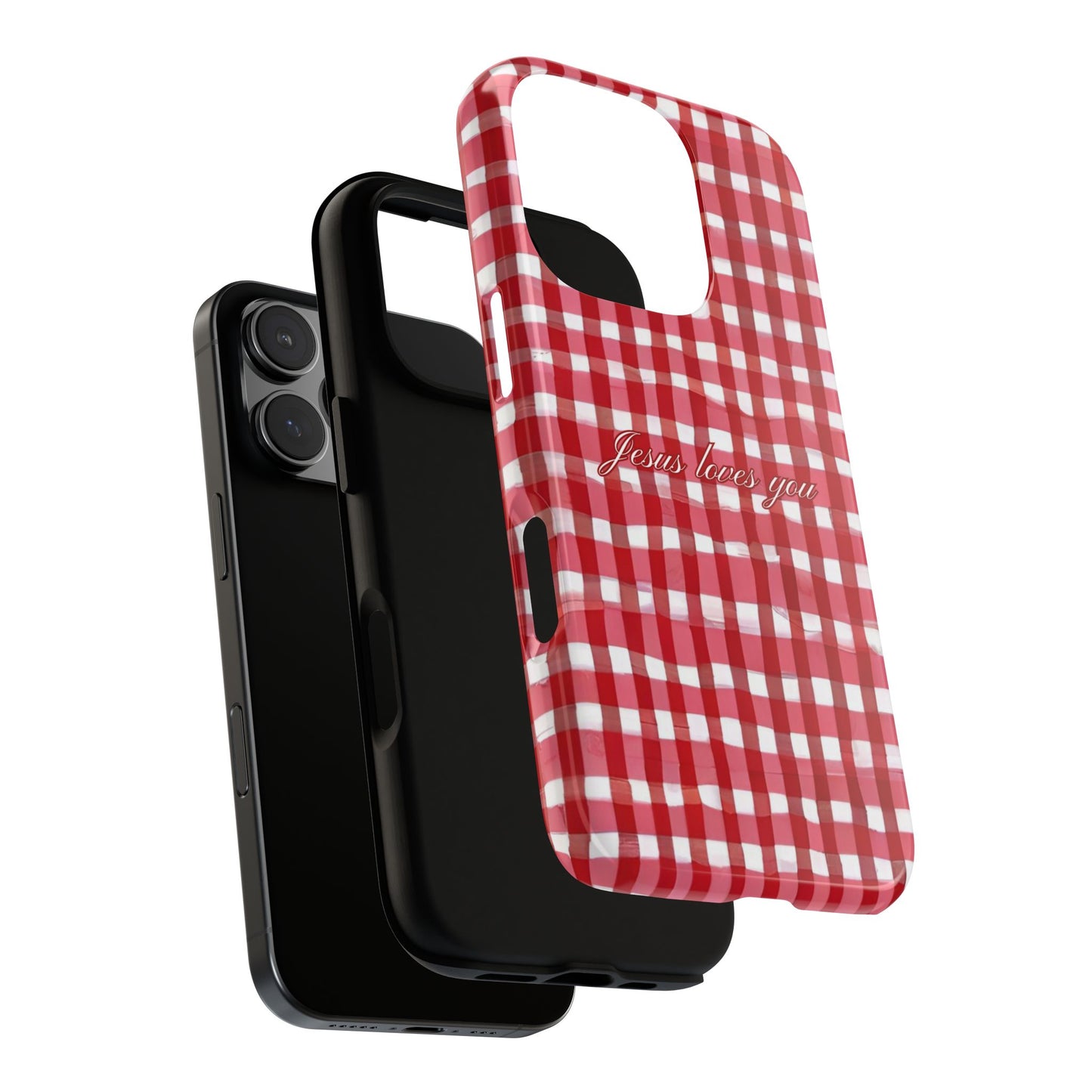 Jesus loves you Gingham phone case