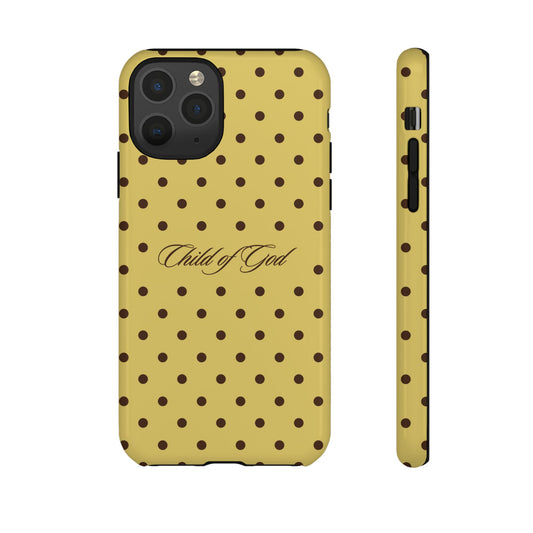 Child of God Brown & Yellow Polka Dot Phone Case