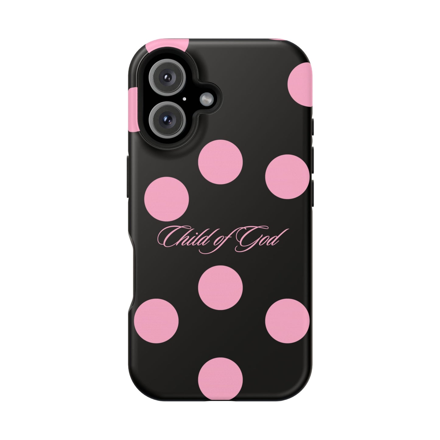 Child of God Pink and Black Polka Dot MagSafe Phone Case