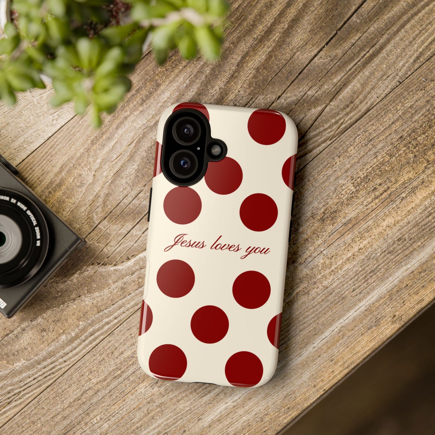 Jesus loves you Red and Créame Phone Case