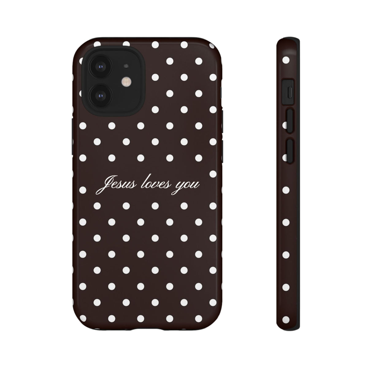 Jesus loves you Espresso Polka Dot Phone Case