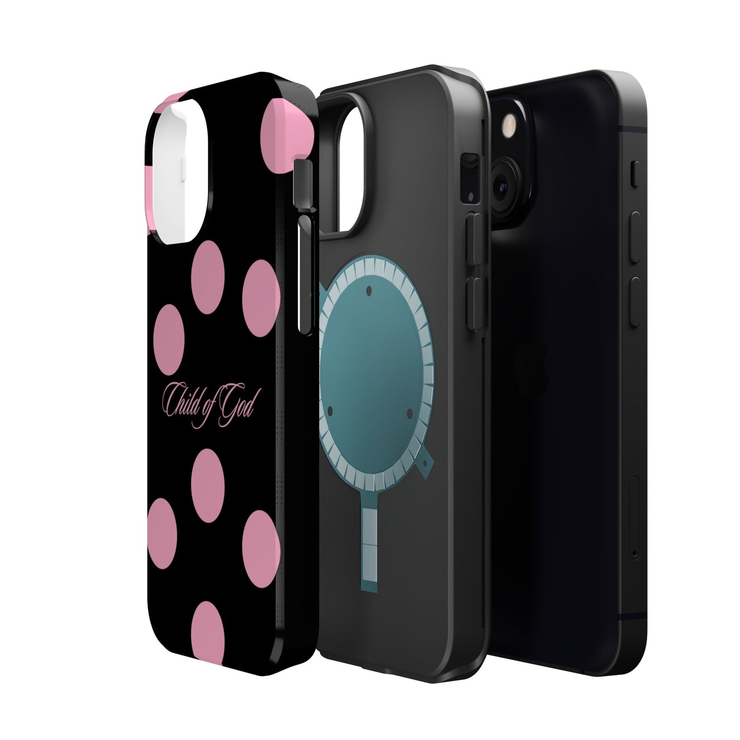Child of God Pink and Black Polka Dot MagSafe Phone Case