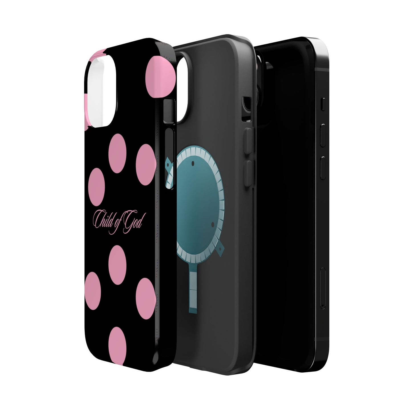 Child of God Pink and Black Polka Dot MagSafe Phone Case
