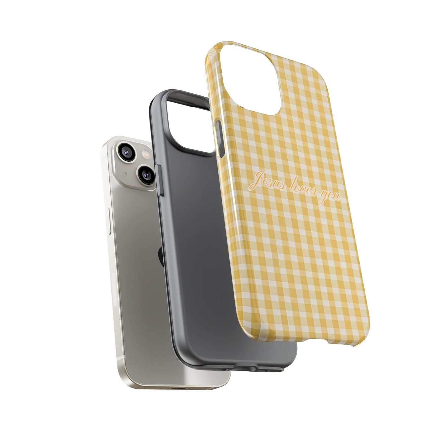 Jesus loves you Yellow Gingham Phone Case