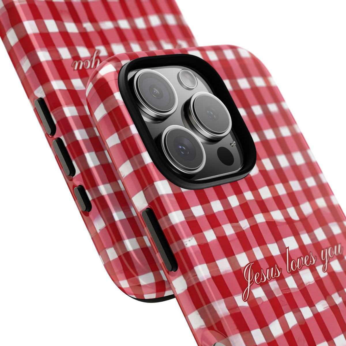 Jesus loves you Gingham phone case