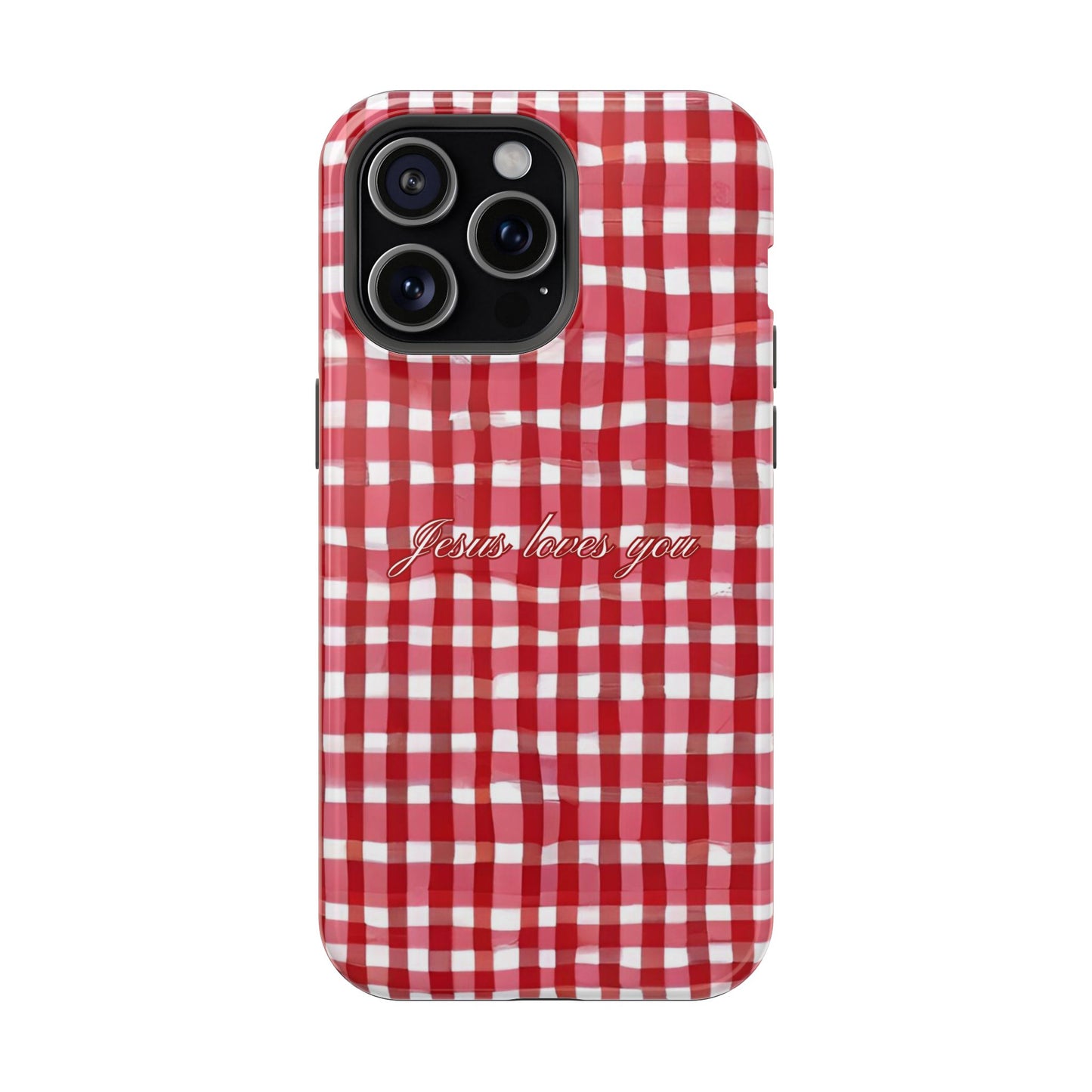 Jesus loves you Gingham MagSafe Phone Case