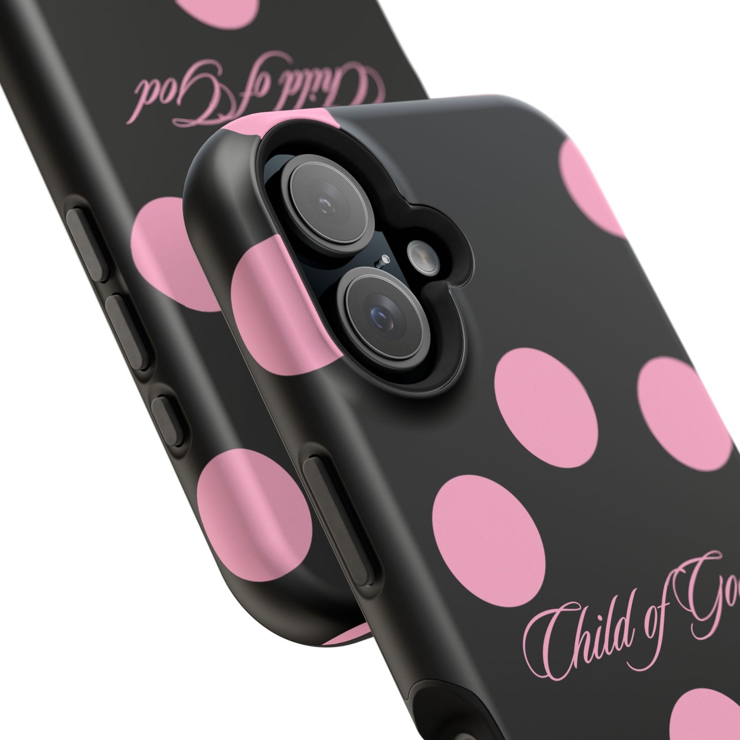 Child of God Pink and Black Polka Dot MagSafe Phone Case