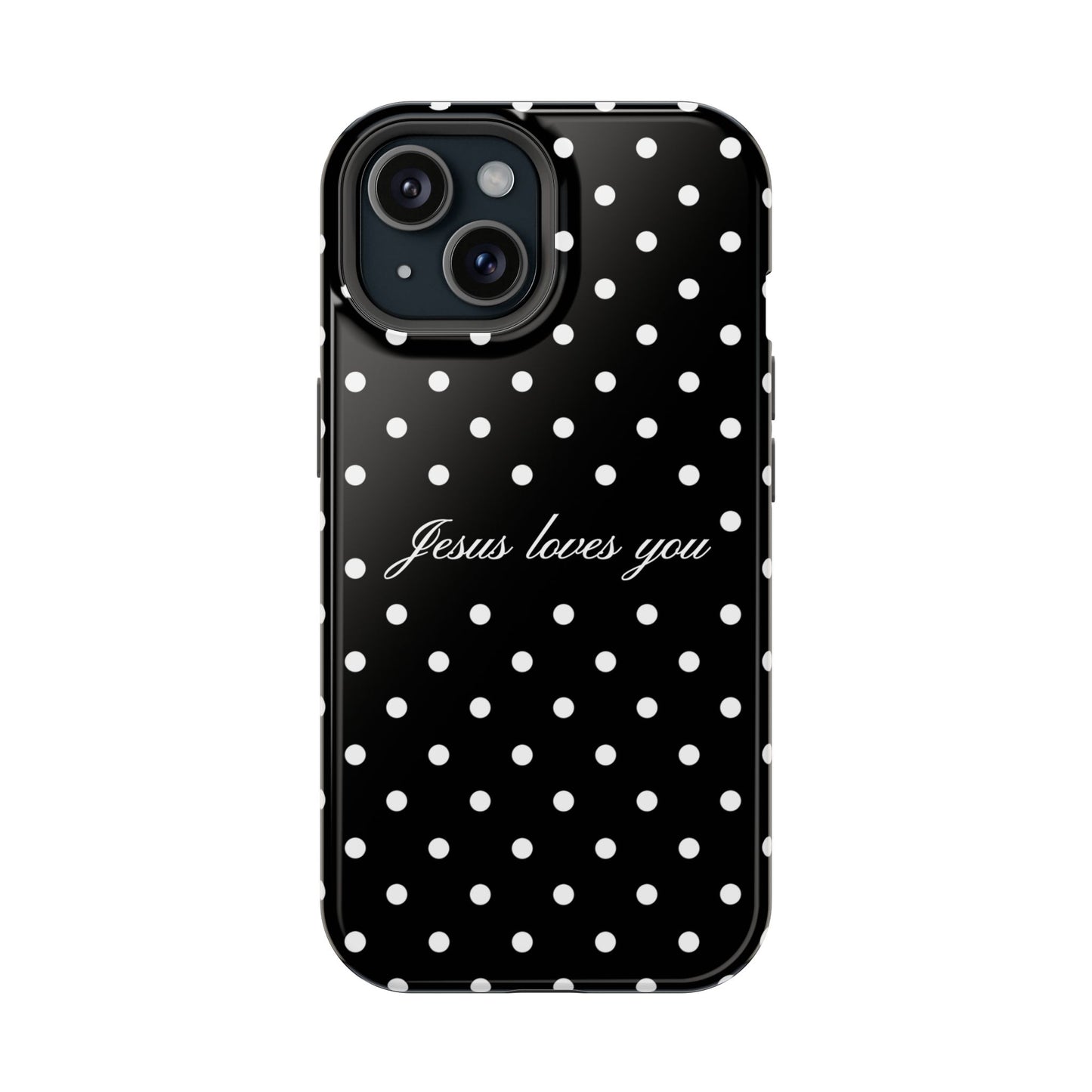 Jesus loves you Black Polka Dot Phone Case MagSafe