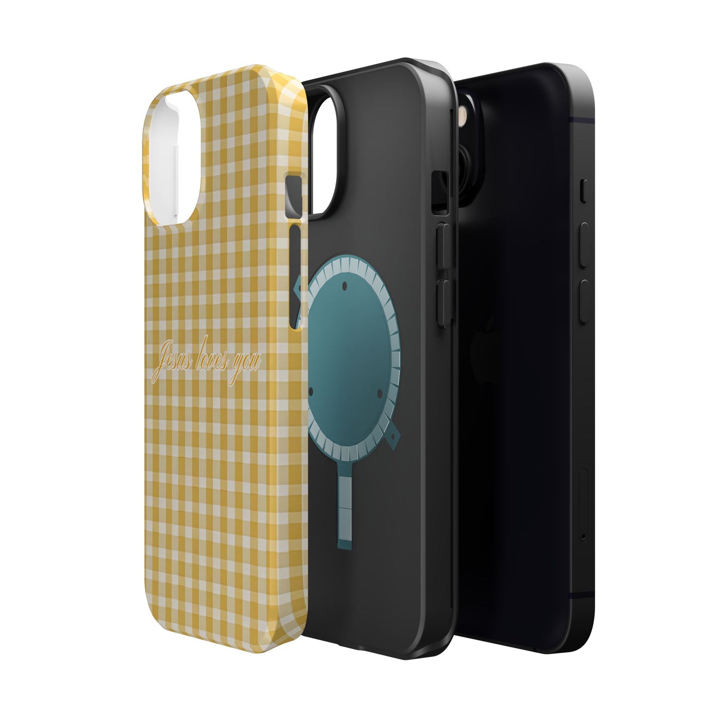 Jesus loves you Gingham Yellow Phone Case MagSafe
