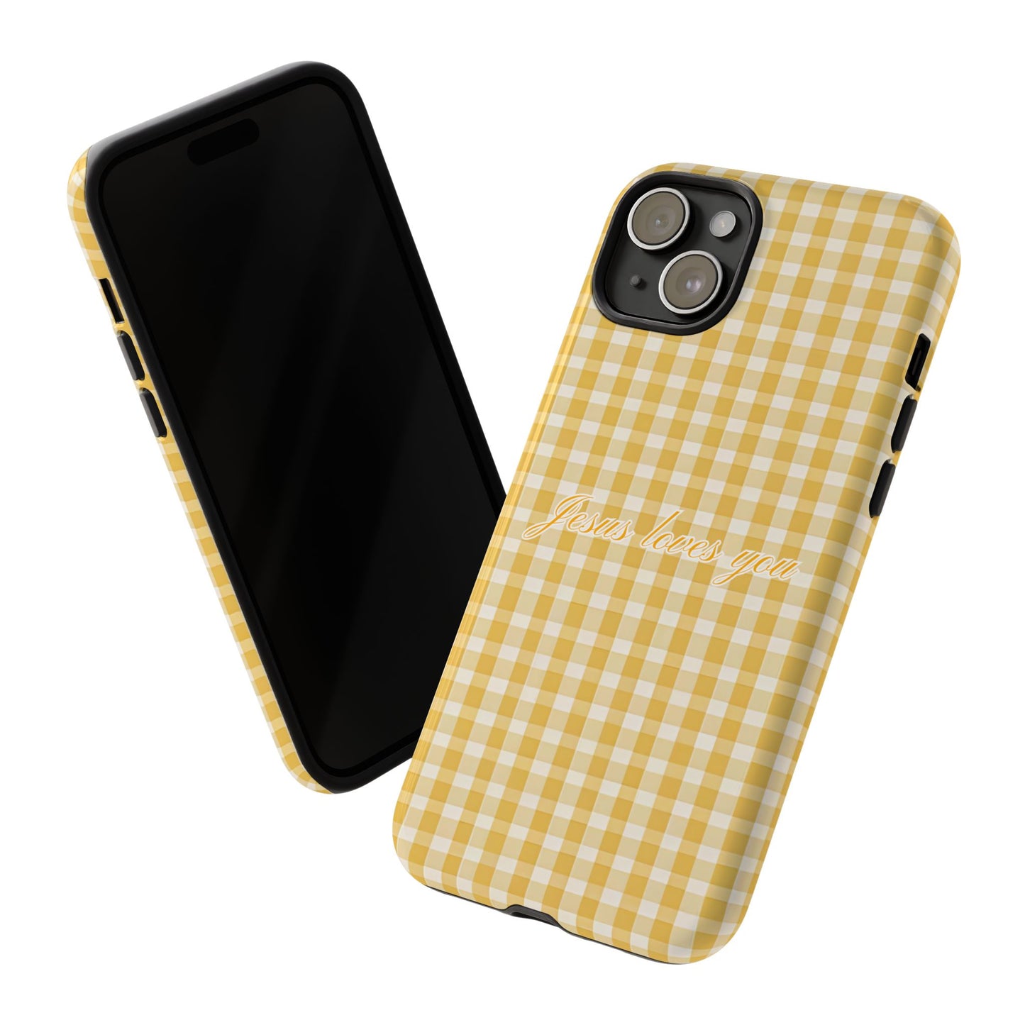 Jesus loves you Yellow Gingham Phone Case