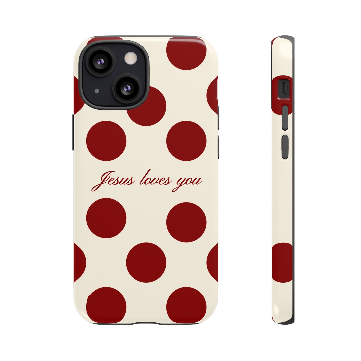 Jesus loves you Red and Créame Phone Case