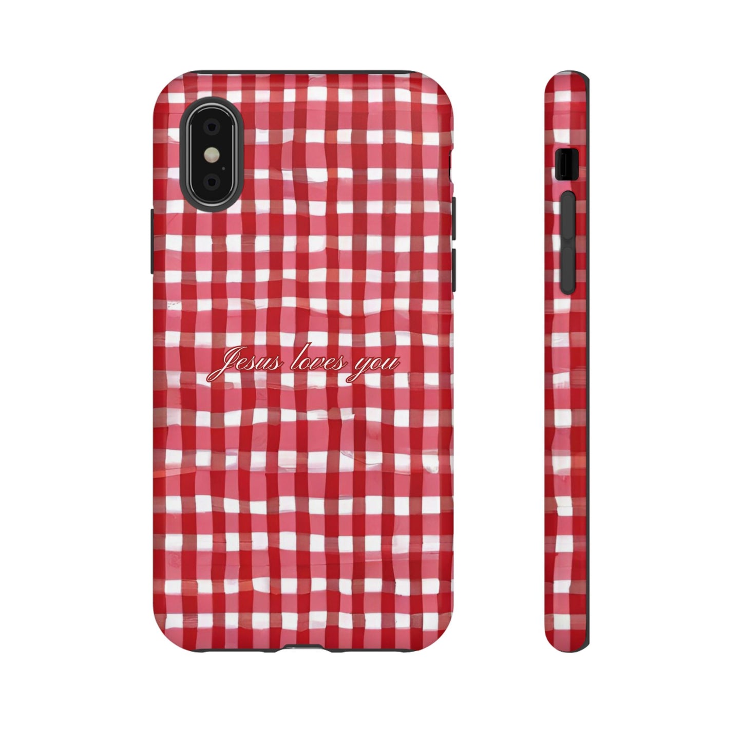 Jesus loves you Gingham phone case