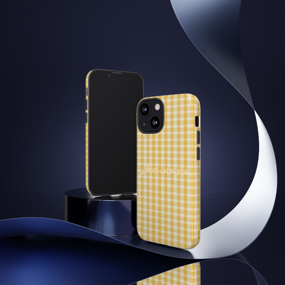Jesus loves you Yellow Gingham Phone Case