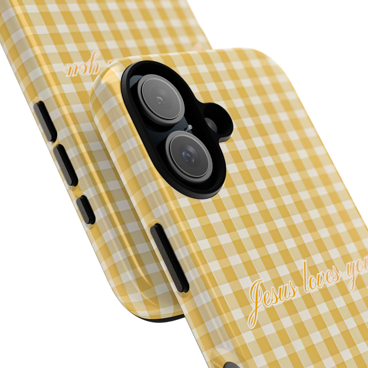 Jesus loves you Yellow Gingham Phone Case