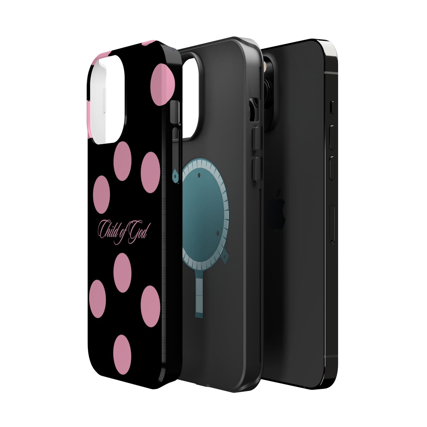 Child of God Pink and Black Polka Dot MagSafe Phone Case