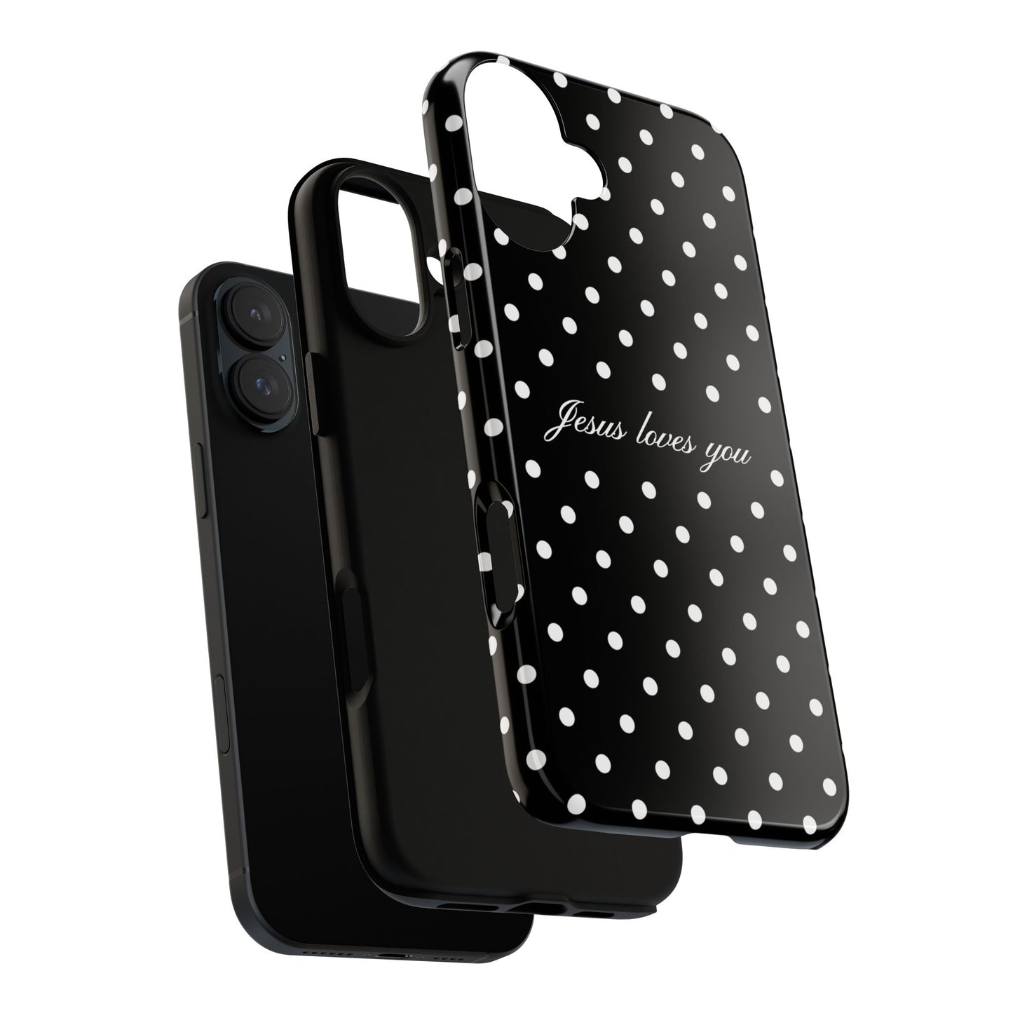 Jesus Loves You Black Polka Dot Phone Case