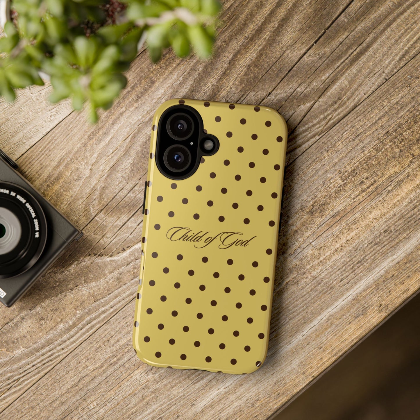 Child of God Brown & Yellow Polka Dot Phone Case