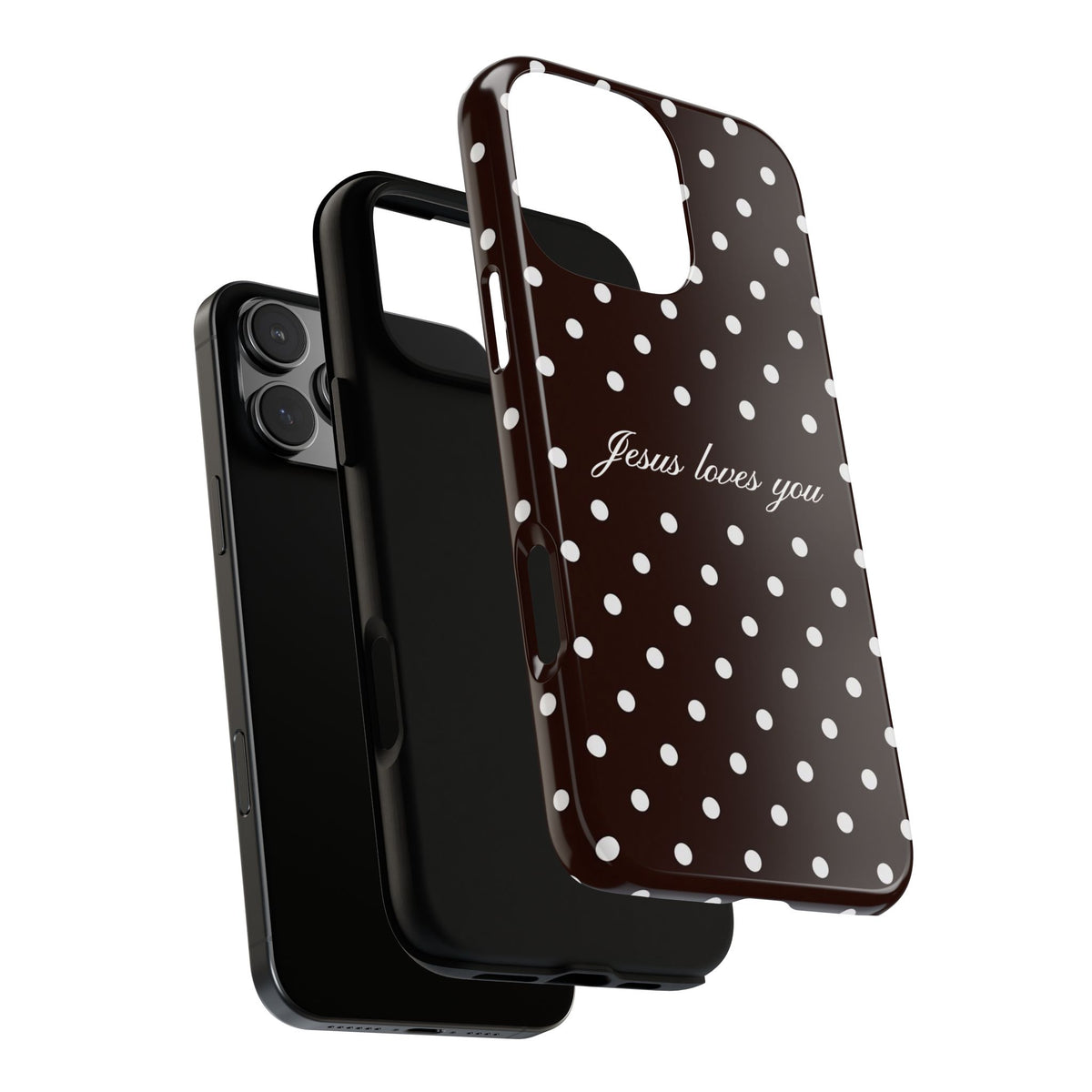 Jesus loves you Espresso Polka Dot Phone Case