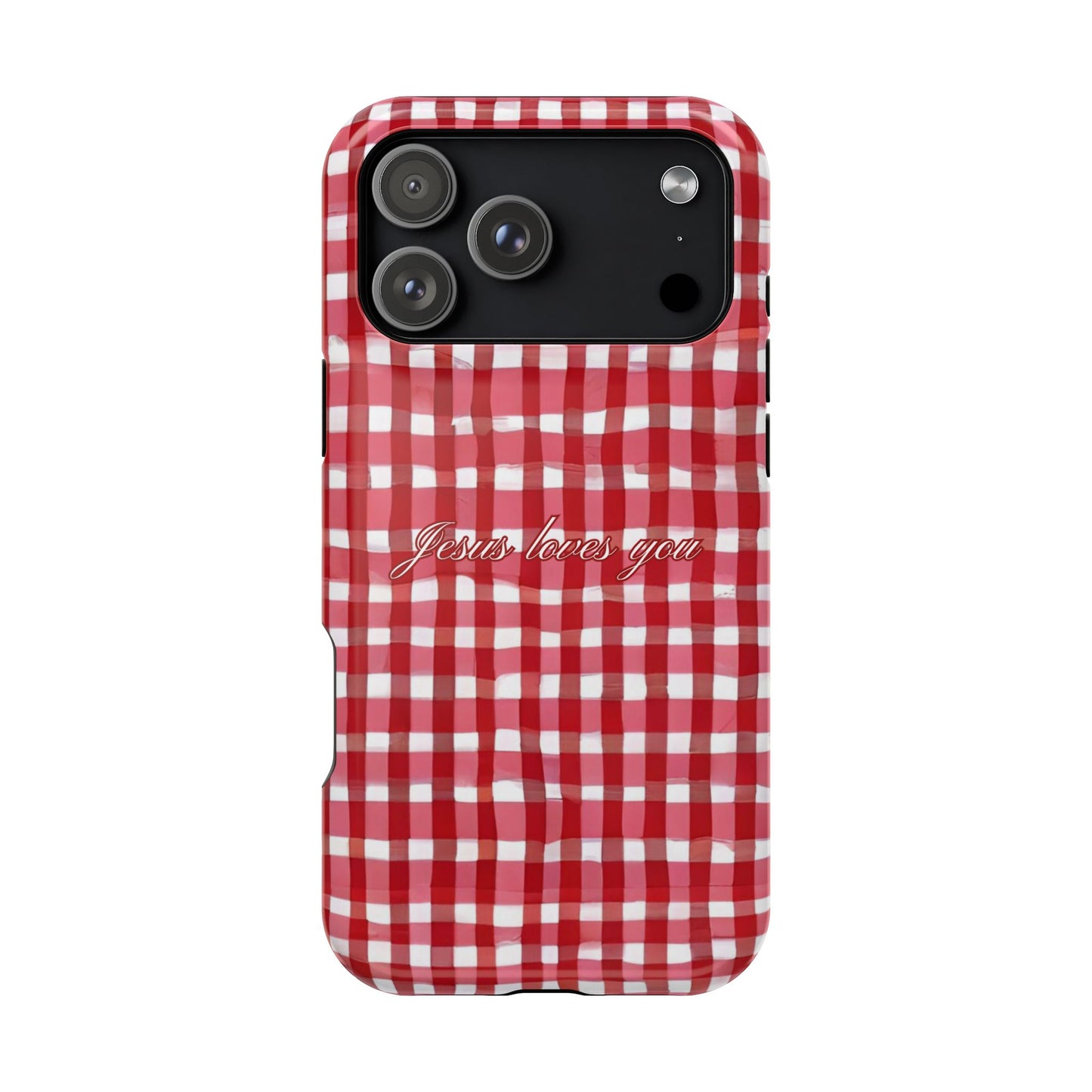 Jesus loves you Gingham MagSafe Phone Case