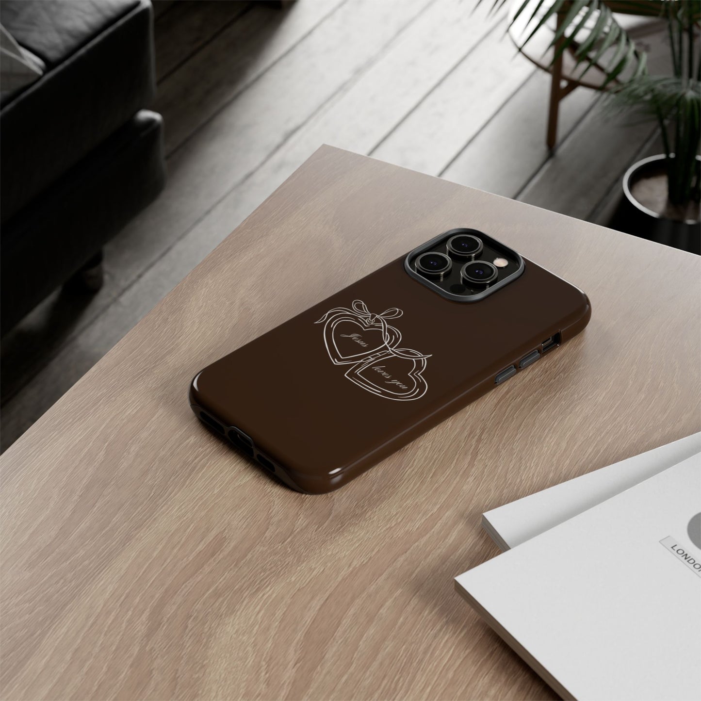 Jesus loves you Locket Espresso Phone Case