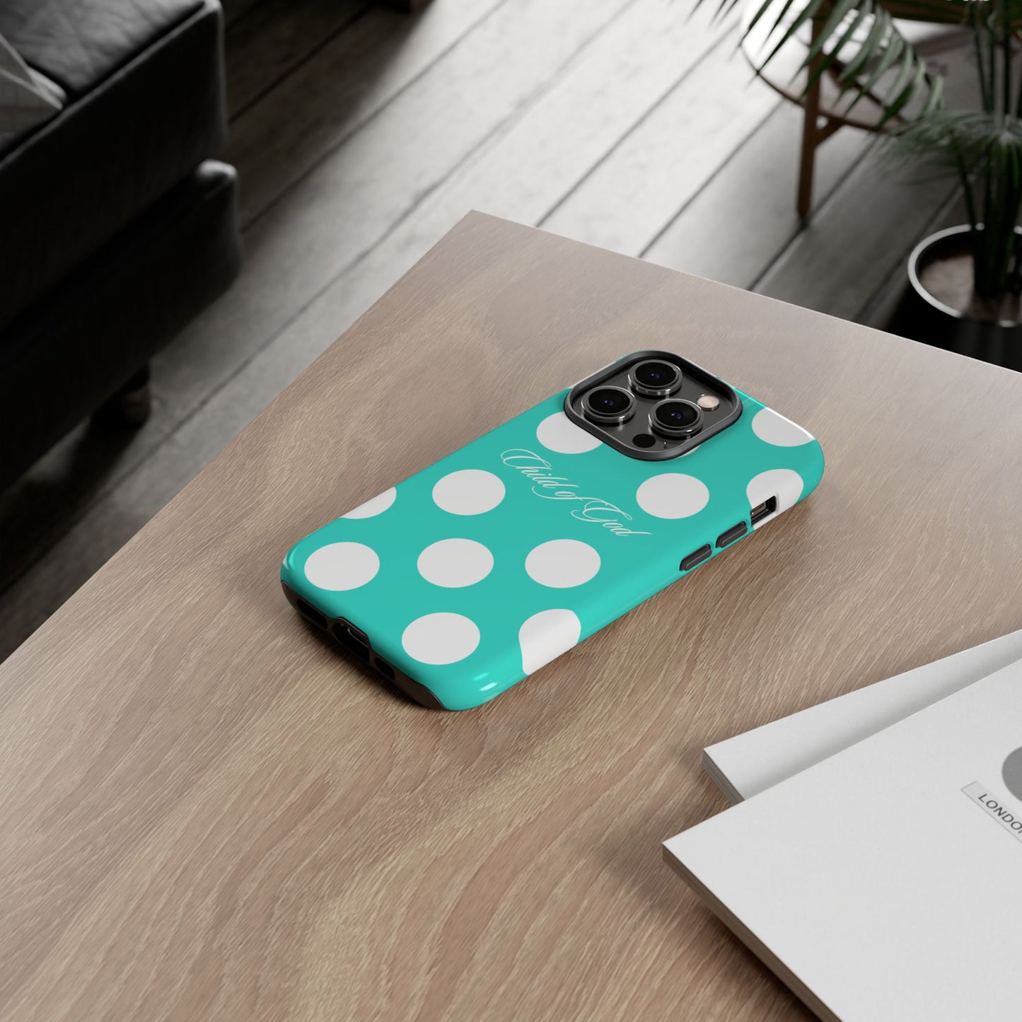 Child of God Turquoise Polka Dot Phone Case