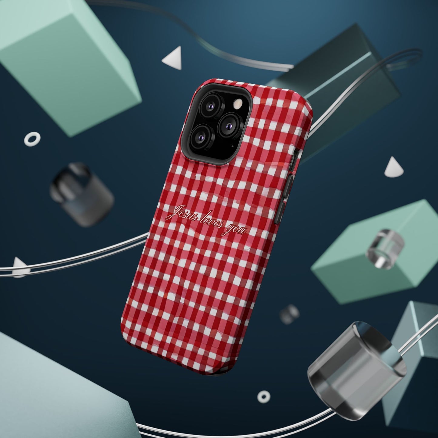 Jesus loves you Gingham MagSafe Phone Case